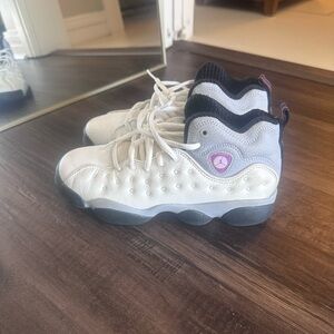 Jordan Kids High-Top Sneakers in White and Pink Accent
